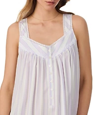 Eileen West Stripe Print Sleeveless Sweetheart Neck Woven Chemise