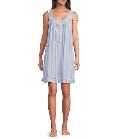 Eileen West Stripe Print Sleeveless Sweetheart Woven Chemise