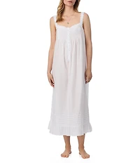 Eileen West Stripe Swiss Dot Sleeveless Sweetheart Neck Woven Ballet Nightgown