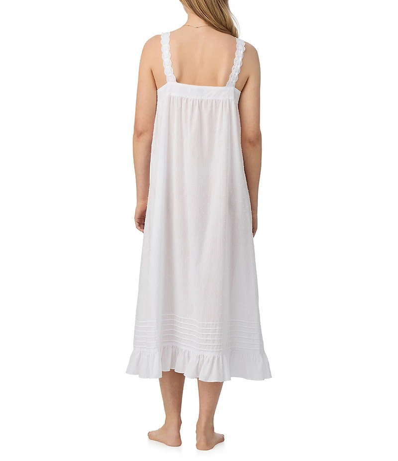 Eileen West Stripe Swiss Dot Sleeveless Sweetheart Neck Woven Ballet Nightgown
