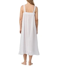 Eileen West Stripe Swiss Dot Sleeveless Sweetheart Neck Woven Ballet Nightgown