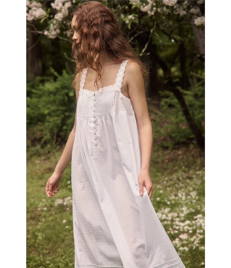 Eileen West Stripe Swiss Dot Sleeveless Sweetheart Neck Woven Ballet Nightgown