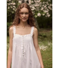 Eileen West Stripe Swiss Dot Sleeveless Sweetheart Neck Woven Ballet Nightgown
