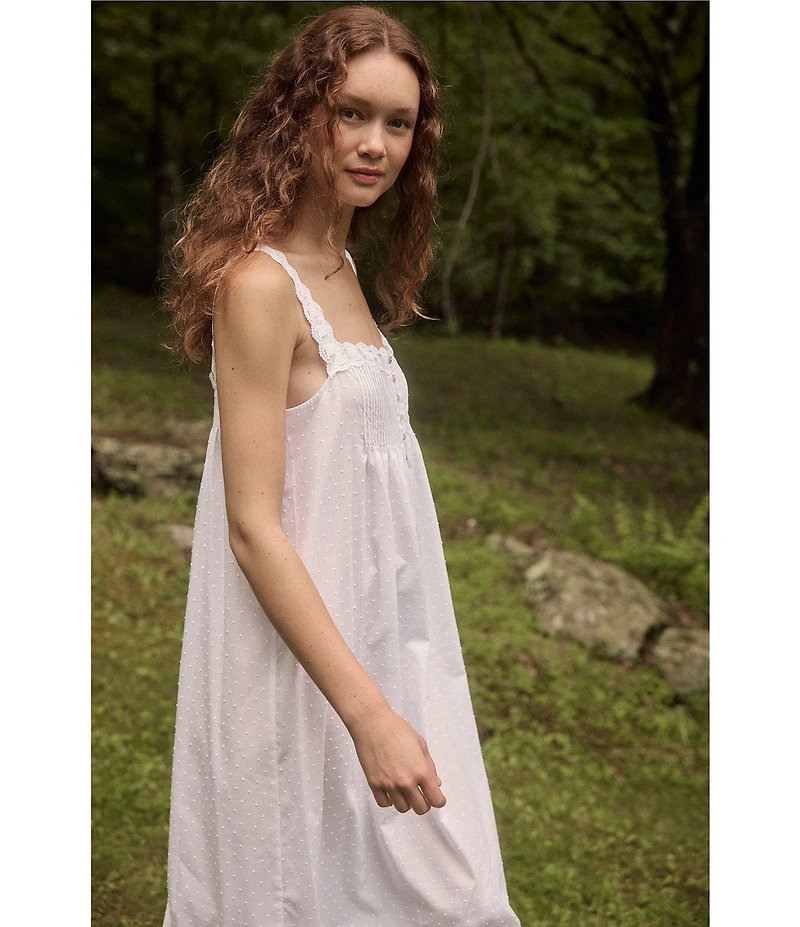 Eileen West Stripe Swiss Dot Sleeveless Sweetheart Neck Woven Ballet Nightgown