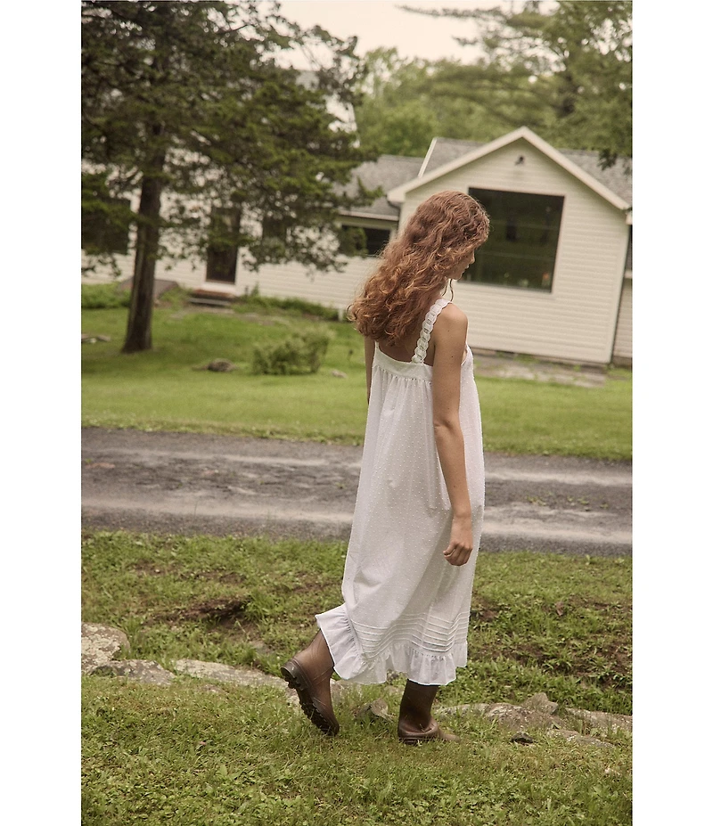 Eileen West Stripe Swiss Dot Sleeveless Sweetheart Neck Woven Ballet Nightgown