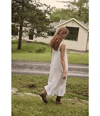 Eileen West Stripe Swiss Dot Sleeveless Sweetheart Neck Woven Ballet Nightgown