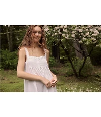 Eileen West Stripe Swiss Dot Sleeveless Sweetheart Neck Woven Ballet Nightgown