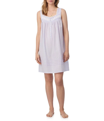 Eileen West Stripe Swiss Dot Sleeveless Sweetheart Neck Woven Chemise