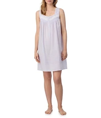 Eileen West Stripe Swiss Dot Sleeveless Sweetheart Neck Woven Chemise