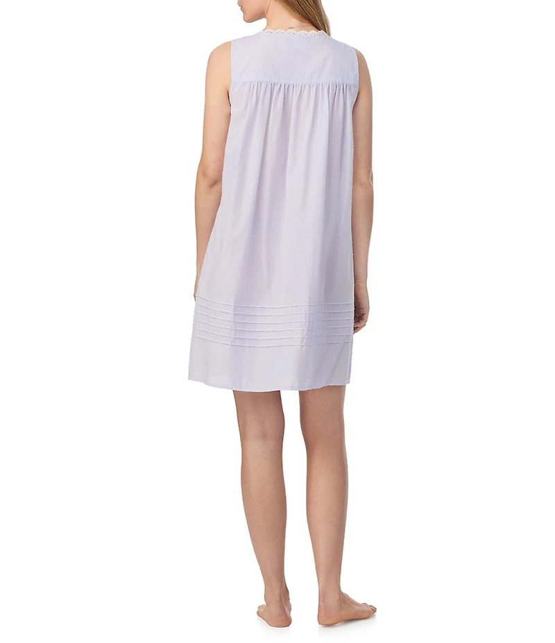 Eileen West Stripe Swiss Dot Sleeveless Sweetheart Neck Woven Chemise