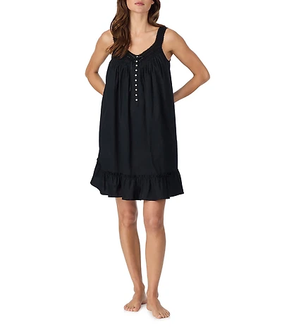 Eileen West Sweetheart Neck Sleeveless Woven Short Nightgown