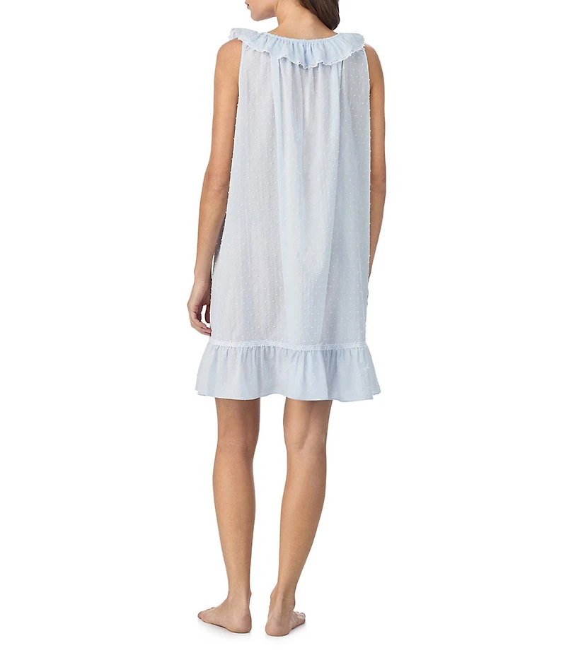 Eileen West Swiss Dot Sleeveless Ruffled Scoop Neck Woven Chemise
