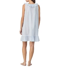 Eileen West Swiss Dot Sleeveless Ruffled Scoop Neck Woven Chemise