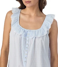Eileen West Swiss Dot Sleeveless Ruffled Scoop Neck Woven Chemise