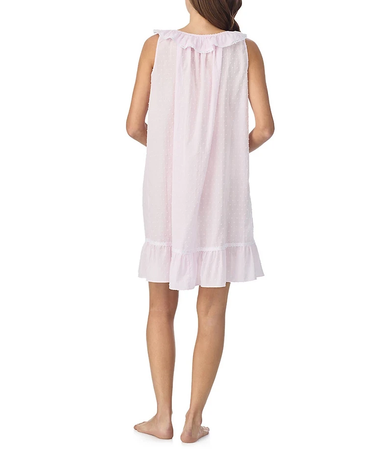Eileen West Swiss Dot Sleeveless Ruffled Scoop Neck Woven Chemise
