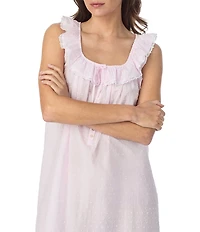 Eileen West Swiss Dot Sleeveless Ruffled Scoop Neck Woven Chemise