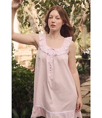 Eileen West Swiss Dot Sleeveless Ruffled Scoop Neck Woven Chemise