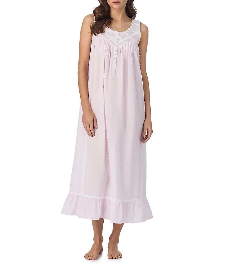 Eileen West Swiss Dot Sleeveless Scoop Neck Woven Ballet Nightgown