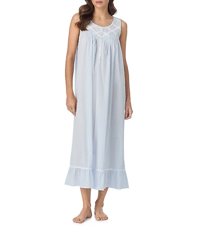 Eileen West Swiss Dot Sleeveless Scoop Neck Woven Ballet Nightgown