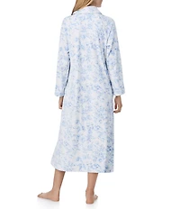 Eileen West Velour Full Zip Long Cozy Caftan Floral Print Robe