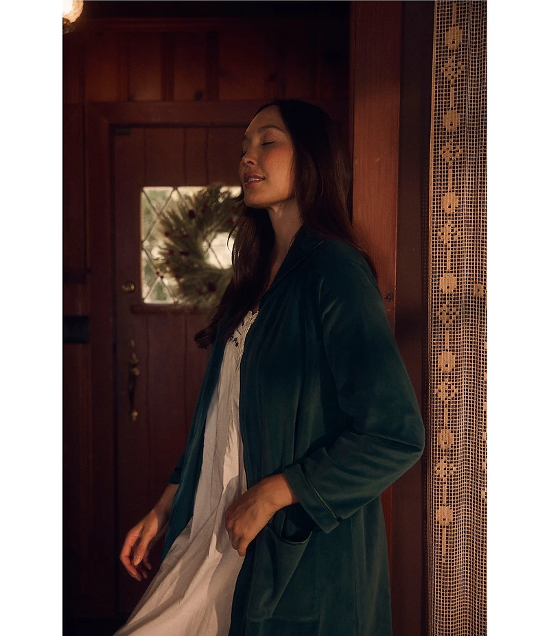 Cozy Velour Long Sleeve Zip-Front Robe