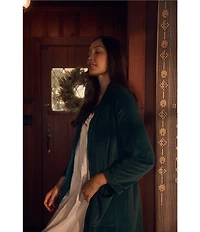 Cozy Velour Long Sleeve Zip-Front Robe