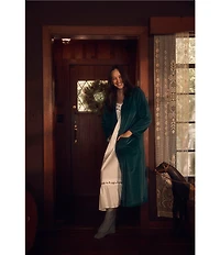 Cozy Velour Long Sleeve Zip-Front Robe