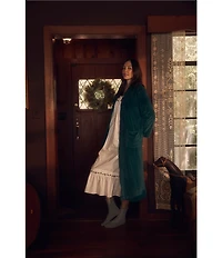Cozy Velour Long Sleeve Zip-Front Robe
