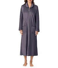 Cozy Velour Long Sleeve Zip-Front Robe