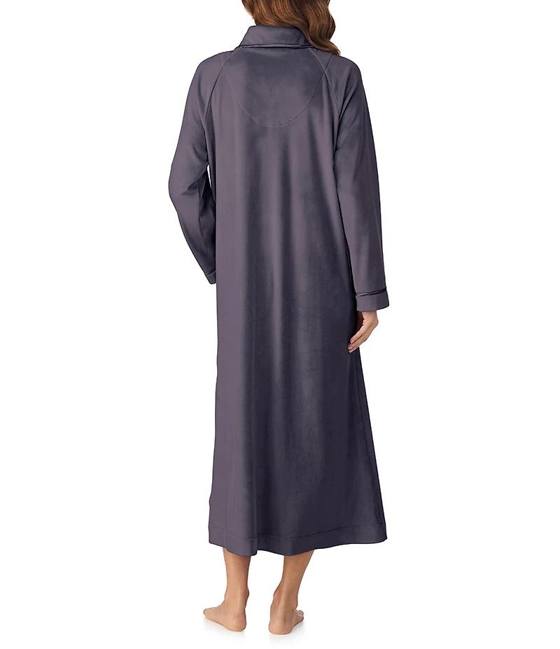 Cozy Velour Long Sleeve Zip-Front Robe