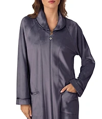 Cozy Velour Long Sleeve Zip-Front Robe