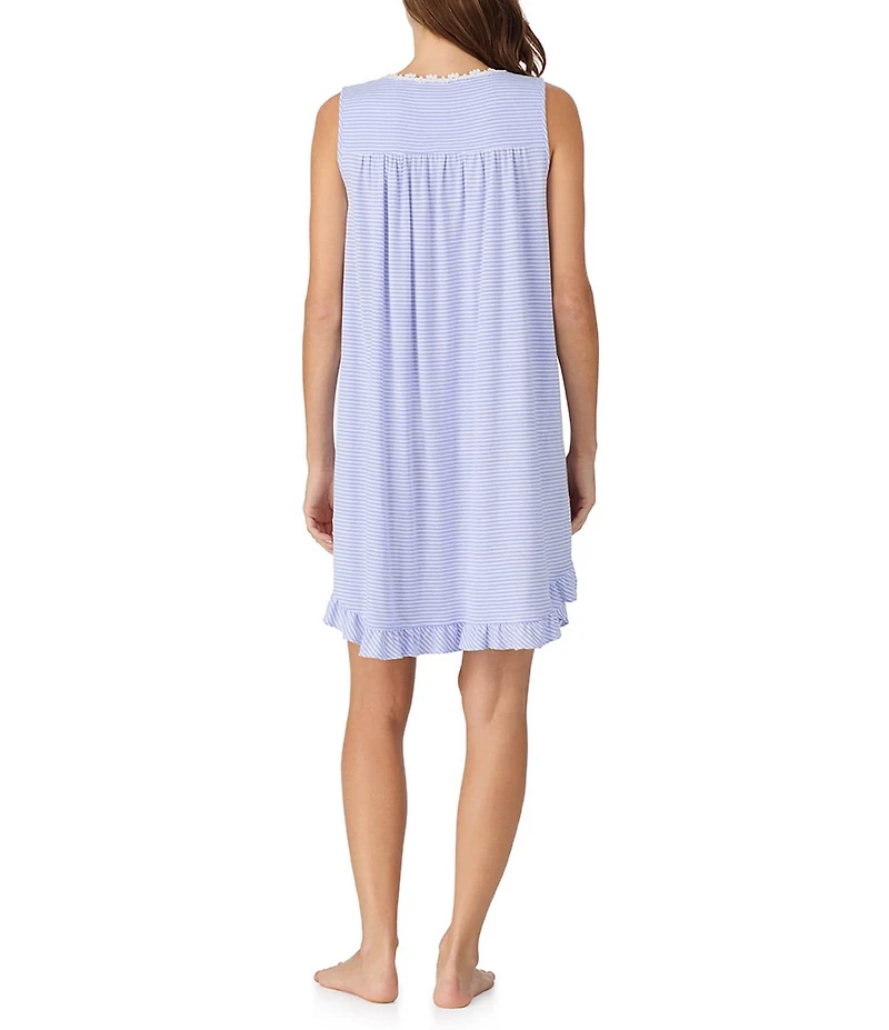 Eileen West Yarn Dyed Striped Print Sweetheart Neck Sleeveless Short Knit Chemise