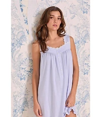 Eileen West Yarn Dyed Striped Print Sweetheart Neck Sleeveless Short Knit Chemise