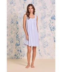 Eileen West Yarn Dyed Striped Print Sweetheart Neck Sleeveless Short Knit Chemise