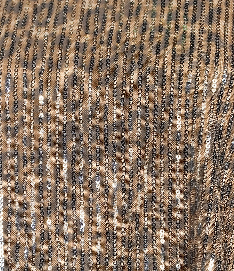 ELAN Cheetah Coordinating Sequin Round Neck Elbow Sleeve Top