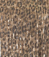 ELAN Cheetah Coordinating Sequin Round Neck Elbow Sleeve Top