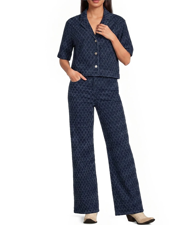 ELAN Coordinating Denim Diamond Wide Leg Jeans