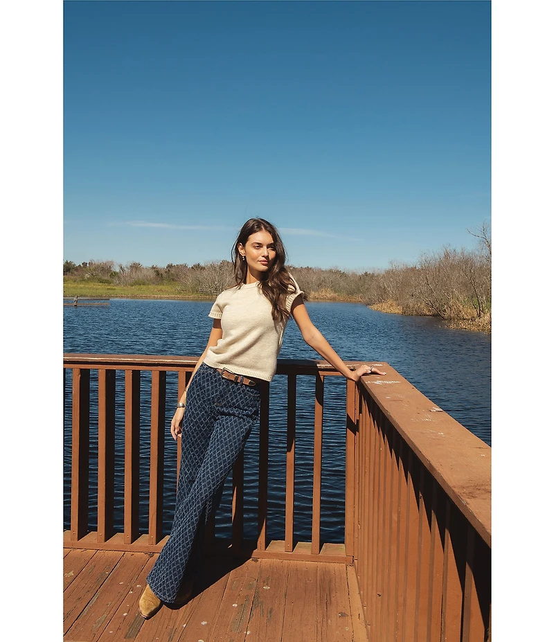 ELAN Coordinating Denim Diamond Wide Leg Jeans