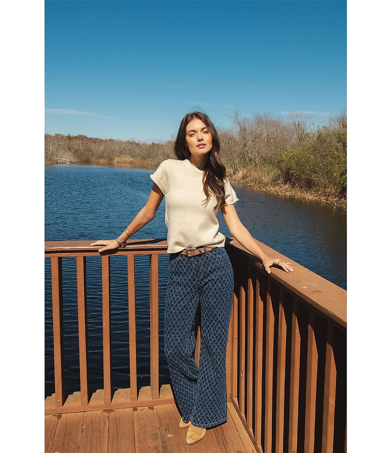 ELAN Coordinating Denim Diamond Wide Leg Jeans