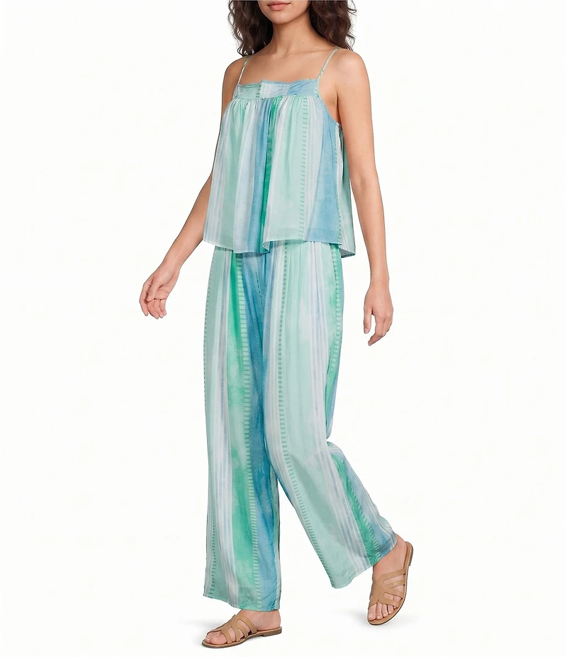 ELAN Coordinating Stripe Pull-On Wide Leg Pants