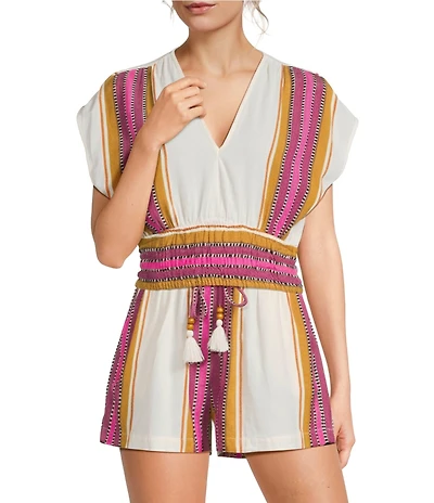 ELAN Coordinating V-Neck Short Sleeve Elastic Hem Top