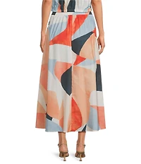 ELAN Coordinating Woven Prism Pull-On Midi Skirt