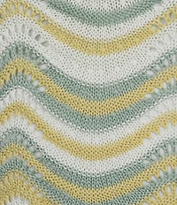 ELAN Crochet Chevron Square Neck Ruffle Cap Sleeve Tank