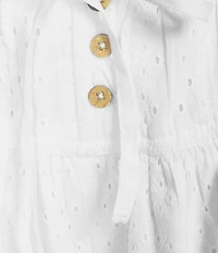 ELAN Eyelet Smocked Button Front Shorts