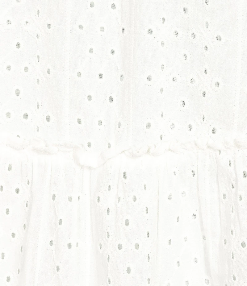 ELAN Eyelet V-Neck Sleeveless Tiered Shift Dress