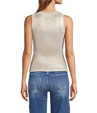 ELAN Glitter Knit Crew Neck Sleeveless Tank