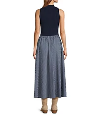 ELAN Mix Media Mock Neck Sleeveless Maxi Dress