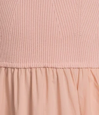 ELAN Mixed Media V-Neck Sleeveless A-Line Midi Dress