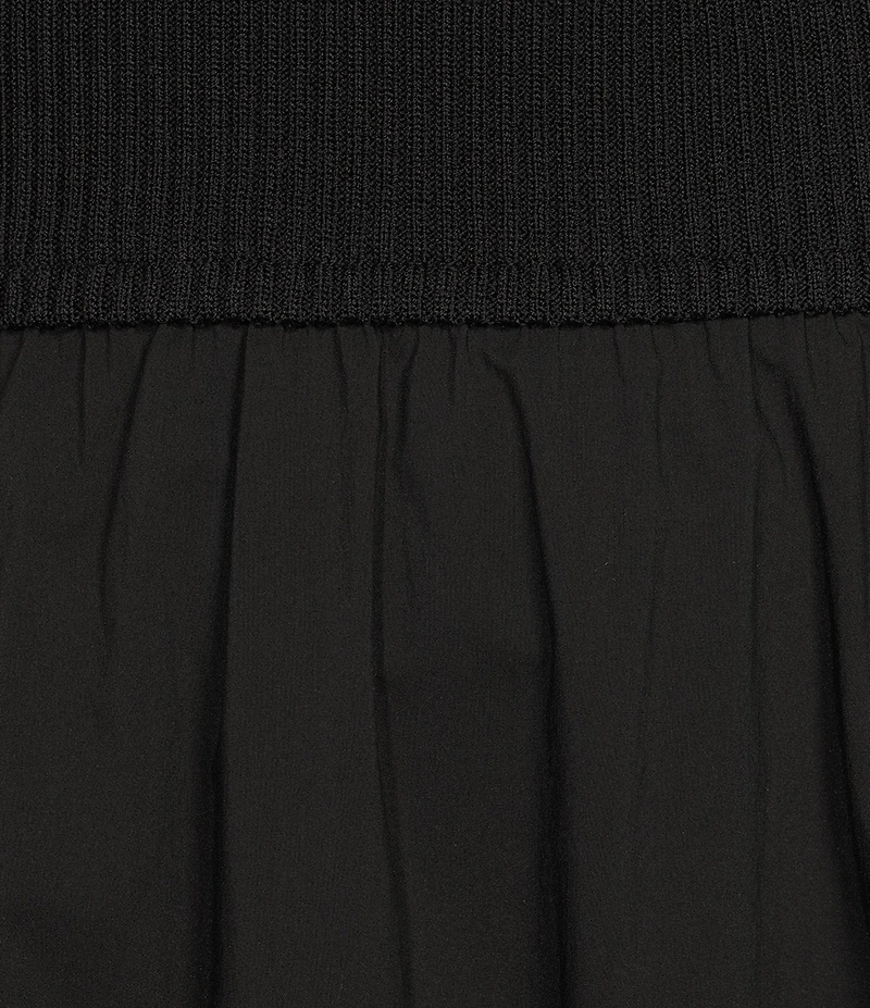 ELAN Mixed Media V-Neck Sleeveless A-Line Midi Dress