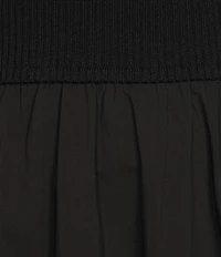 ELAN Mixed Media V-Neck Sleeveless A-Line Midi Dress